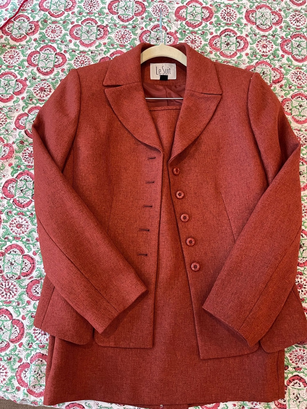 Burnt orange skirt suit set